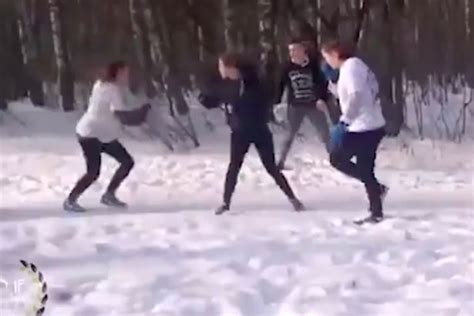 Female Russian Ultras Brawl In Snow As They Train To Fight England
