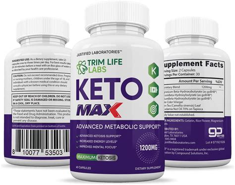 2 Pack Trim Life Labs Keto Max 1200mg Pills Includes Apple Cider Vinegar Gobhb Strong