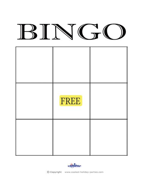 Blank Bingo Card Printable