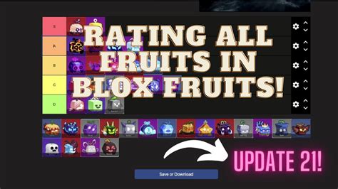 Rating Every Fruit In Blox Fruits Update 21 Youtube