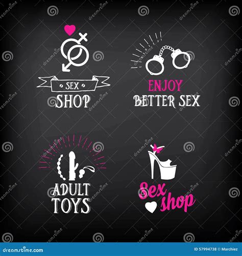 sex shop logo and badge design vector with graphic stock vector