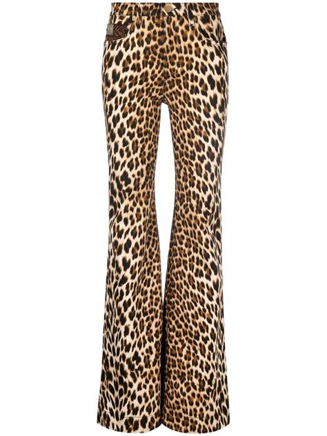 Roberto Cavalli Leopard Print Flare Trousers Farfetch