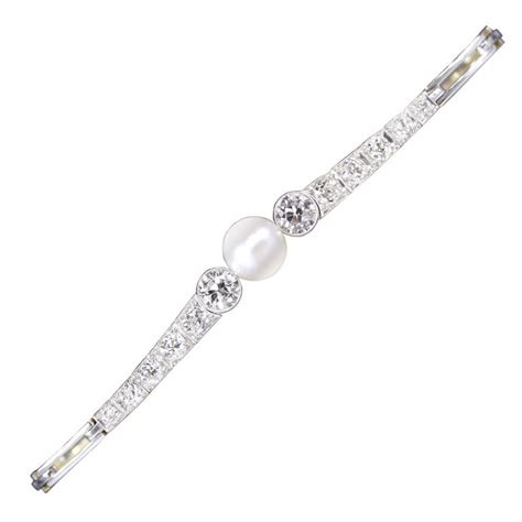 Edwardian Natural Pearl Diamond Platinum And Gold Bracelet At 1stdibs