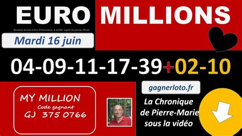 Tirage du mardi 16 février 2021. EUROMILLIONS TIRAGE GAGNANT MARDI 16 JUIN 2020 - YouTube