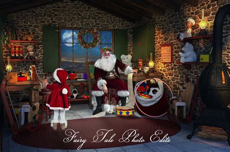 Santas Workshop Digital Backdrop With And Without Etsy