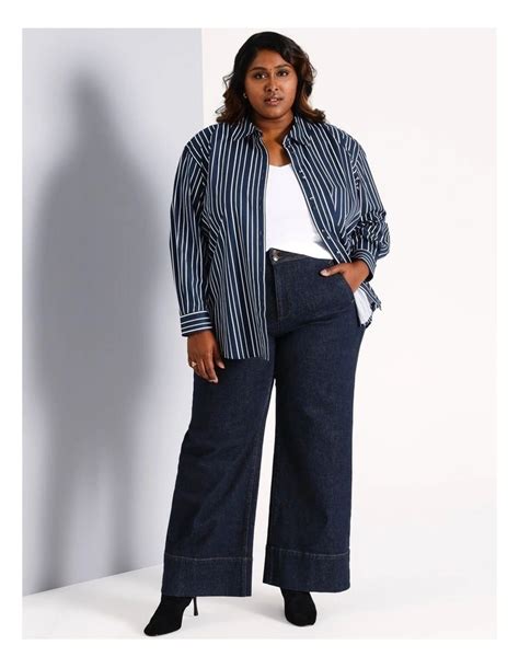Basque Recycled Cotton Blend Wide Leg Jeans In Indigo Myer
