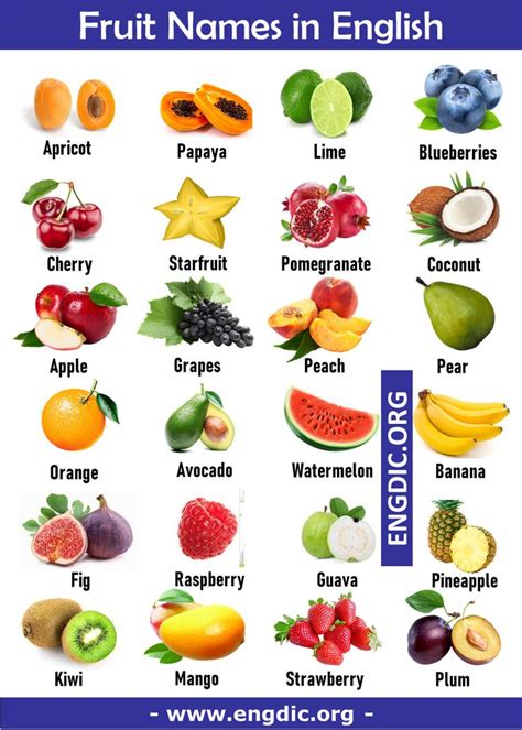 Fruits Name List Fruits Name With Picture Fruits Name In English Fruits And Vegetables List
