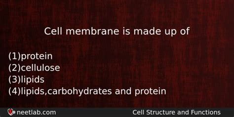 Carbon, which makes up the most of the rest of the plant, comes from the air and enters the plant through holes in its leaves. Cell membrane is made up of - NEETLab