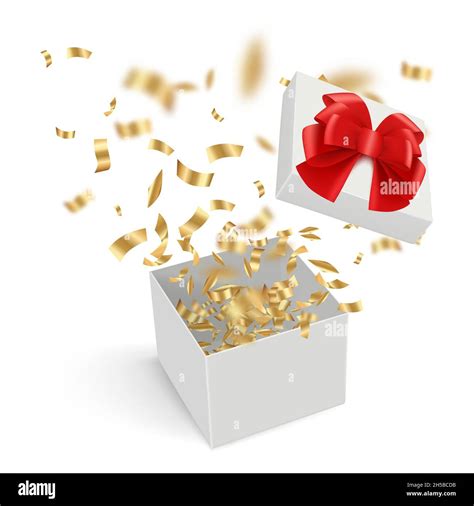 Surprise Boxes Opened Gift Cardboard Containers With Explode Confetti Ribbons Decent Vector