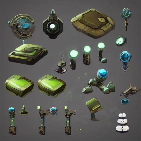 2d Props Concept Game Design Assets Sci Fi Room Stable Diffusion