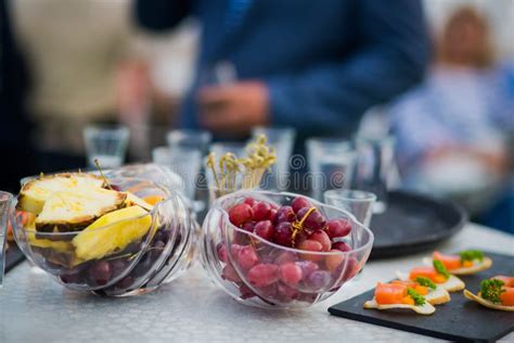 Beautifully Decorated Catering Banquet Table With Different Food Snacks