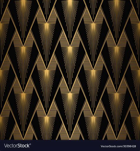 Art Deco Pattern Seamless Gold And Black Vector Image