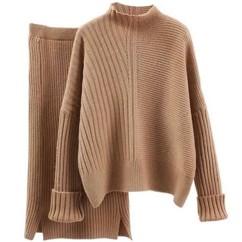 Online Shop Knit Skirt Suit Set Piece Women Sweater Pullover Knee