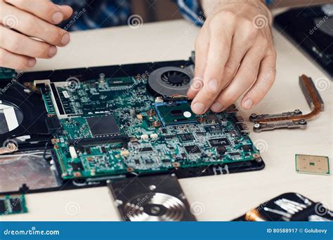 Laptop Disassembling In Repair Shop Close Up Stock Image Image Of