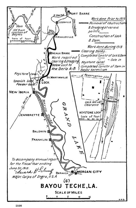 Map Of Improvements To Bayou Teche By The Us Army Corps Of Engineers