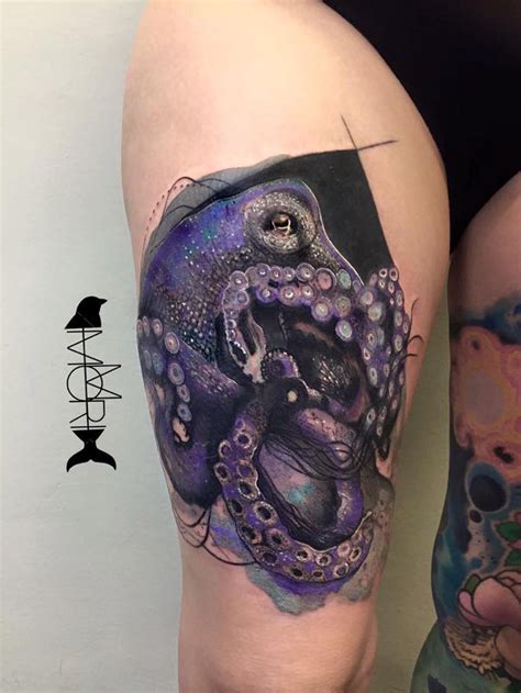 Octopus Realism On Girls Thigh Best Tattoo Design Ideas