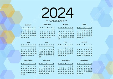 2024 Calendar Template Blue Simple Style Template Download On Pngtree