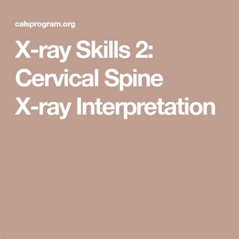 X Ray Skills 2 Cervical Spine X Ray Interpretation Cervical X Ray