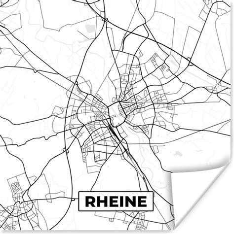 Poster Rheine Kaart Stadskaart Plattegrond 50x50 Cm