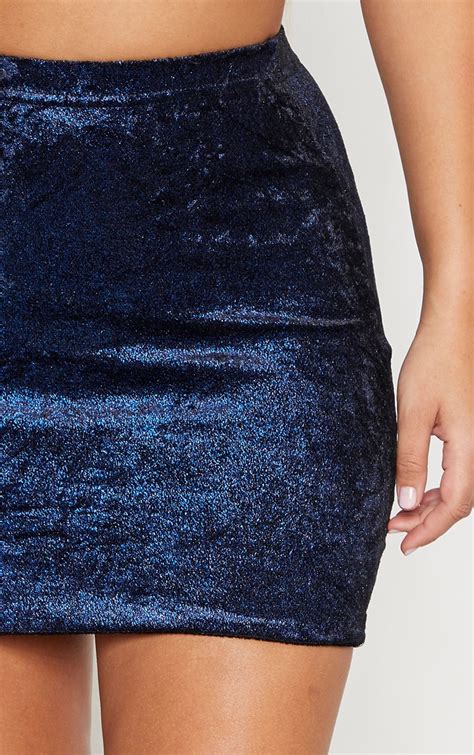 Blue Glitter Metallic Mini Skirt Co Ords Prettylittlething Uae
