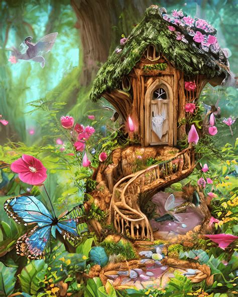 Beautiful Fairy House In The Forest · Creative Fabrica