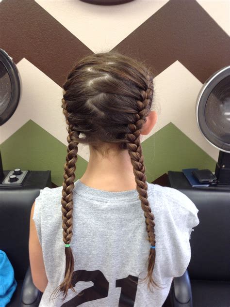 Two French Braids With A Zigzag Part Braided Hairstyles Two French