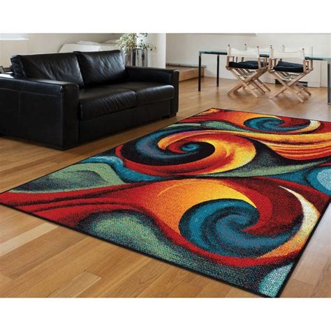 Weisman Abstract Redblue Area Rug Contemporary Area Rugs Geometric