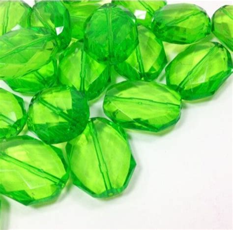 Lime Green Large Translucent Beads Faceted Acrylic Bead