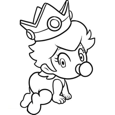Permission to color it granted ! Baby Princess Peach Crawling Coloring Page - Letscolorit ...