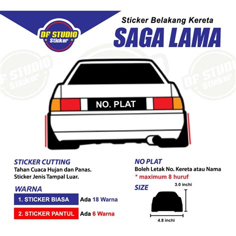 Proton saga 1st generation after. Sticker Belakang Kereta Proton Saga Lama, 1 Pcs, Boleh ...