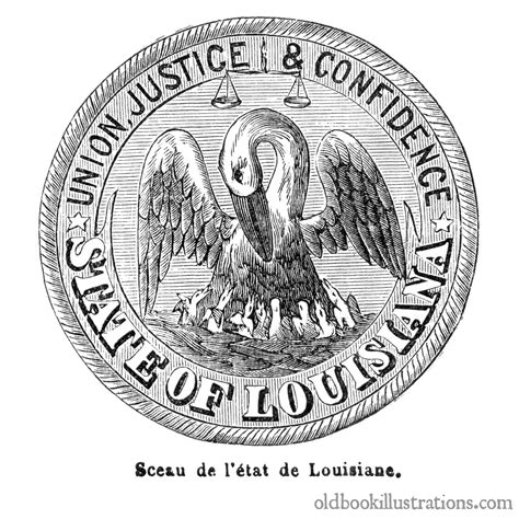Louisiana State Seal Old Book Illustrations