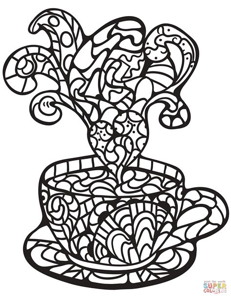 Not sure if i am doing something wrong. Zentangle Coffee Cup coloring page | Free Printable ...
