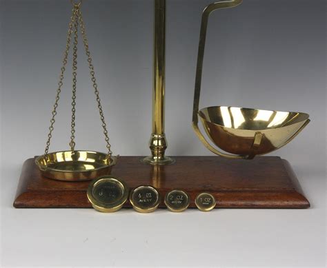 Wonderful Late 19th Century English Pan Balance Scale With Weights From