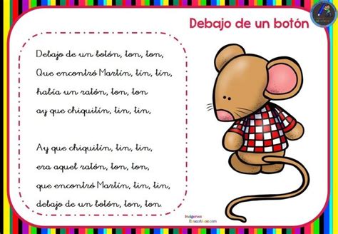 A Poem Written In Spanish With A Cartoon Mouse Holding A Piece Of Paper