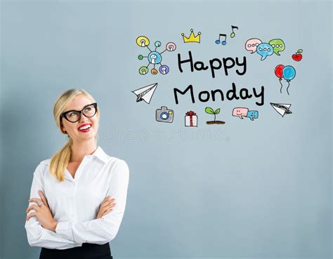 Happy Monday Text With Business Woman Stock Image Image Of Letter