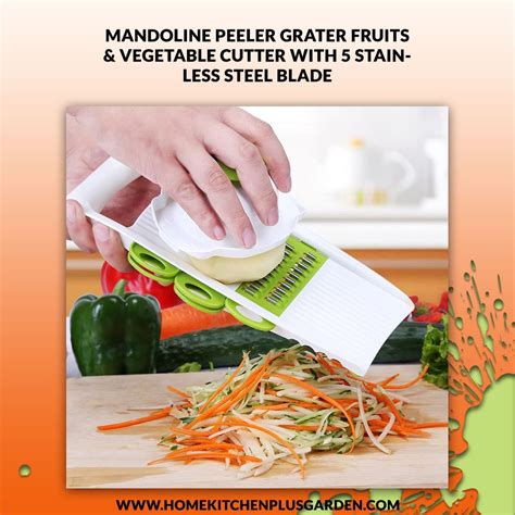 Mandoline Peeler Grater Fruits And Vegetable Cutter With 5 Stainless