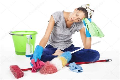Tired Exhausted Cleaning Woman Stock Photo By ©nikodash 104030750