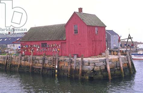 Image Of Usa New England Massachusetts Rockport Red Fishing Shed On