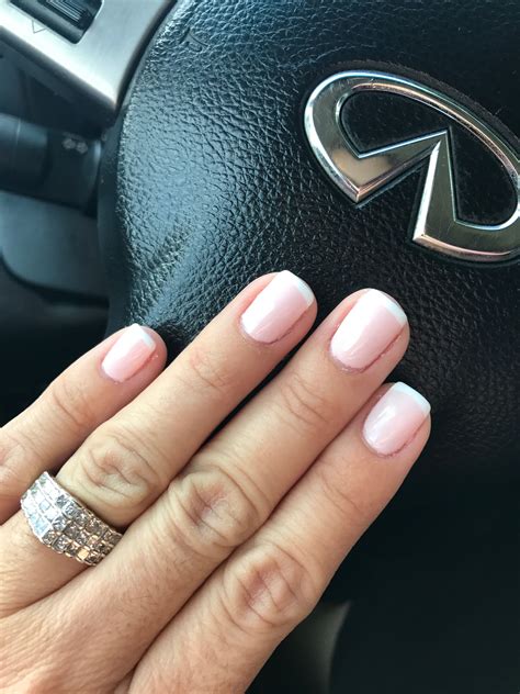 Daisy Gel Polish Elegant Pink 602 With Thin White Tips Nails