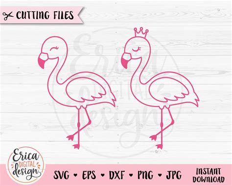 Flamingo Outline Svg Cut File Cute Pink Flamingo Crown Summer Etsy