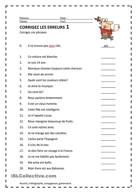 Corrigez Les Erreurs Exercices Orthographe Evaluation Cm Fiches