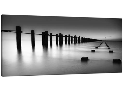 Modern Black And White Canvas Art Of The Sea