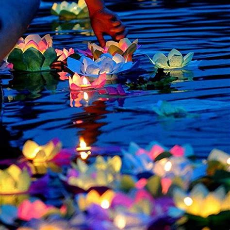 Floating lotus flowers for pool. superdream Solar Power Energy Floating Lotus Flower LED ...