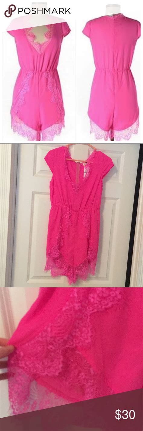 Hot Pink Romper Nwt Eyelash Lace Hot Pink Romper From Lf The Brand