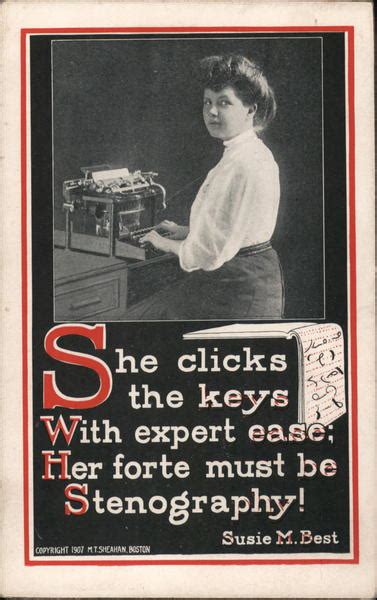 Woman Sitting At Typewriter Typewriters Postcard