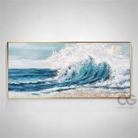 Textured Ocean Wave Wall Art Large Blue Sea Painting Seascape Etsy Uk