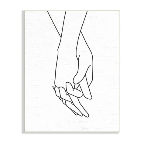 Stupell Industries Romantic Holding Hands Outline Drawing Loving Couple On Wood Graphic Art