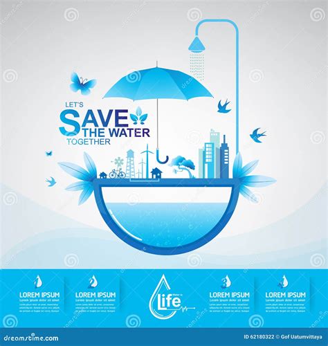 Save The Water Concept Stock Vector Illustration Of Graphic 62180322