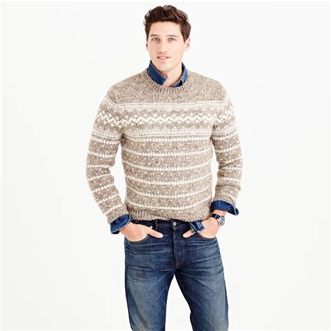 Jcrew Wool Fair Isle Sweater In Natural For Men Lyst