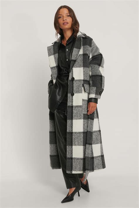 Checked Oversized Belted Coat Multicolor Na Belted Coat Fur